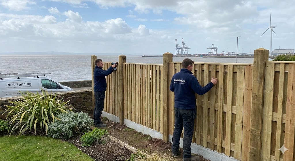 Hit and Miss fencing panel designed for high wind resistance in coastal gardens.