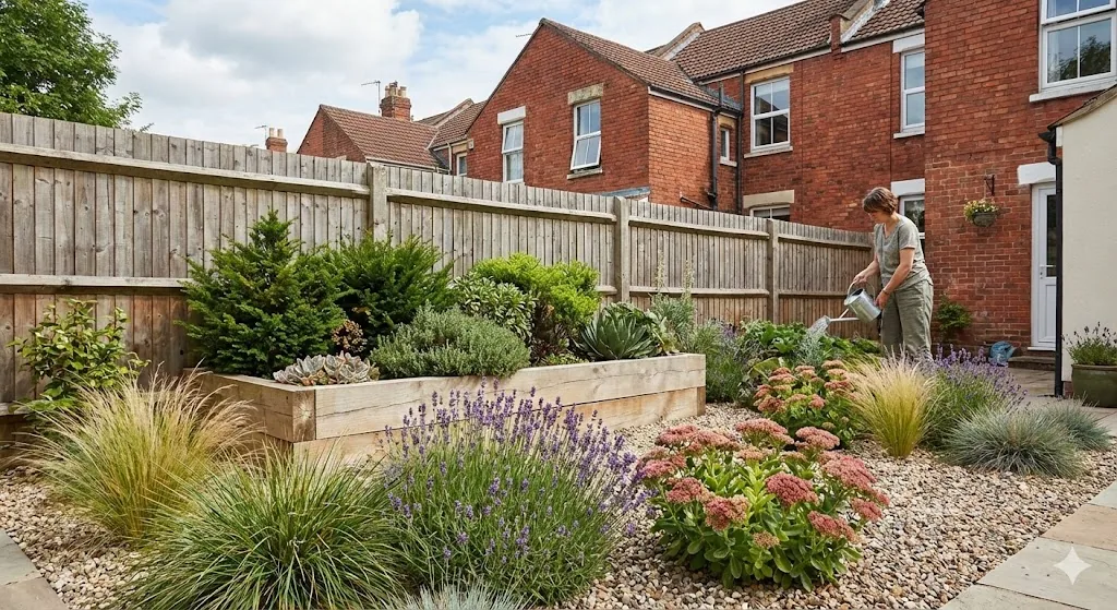 [Low maintenance garden ideas with raised sleeper beds Bristol]