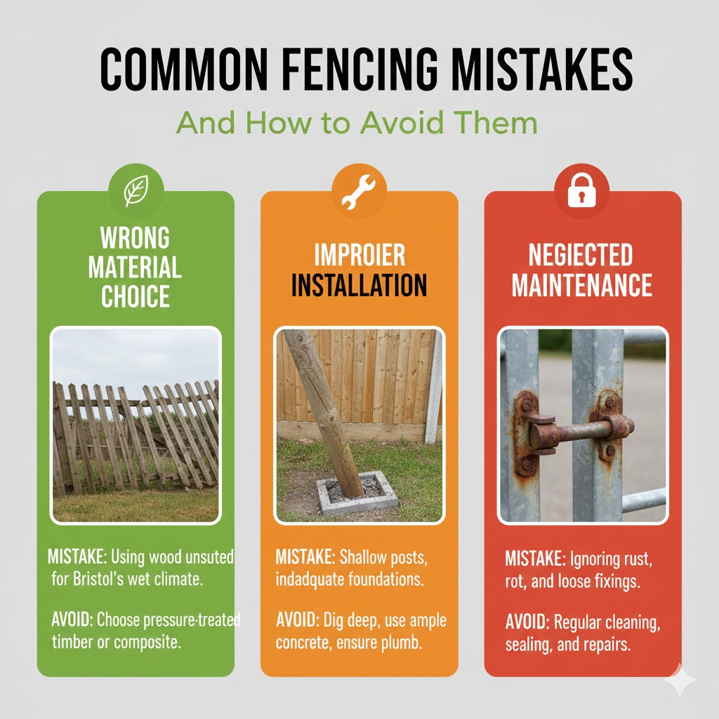 * Diagram showing correct fence post depth vs a leaning fence