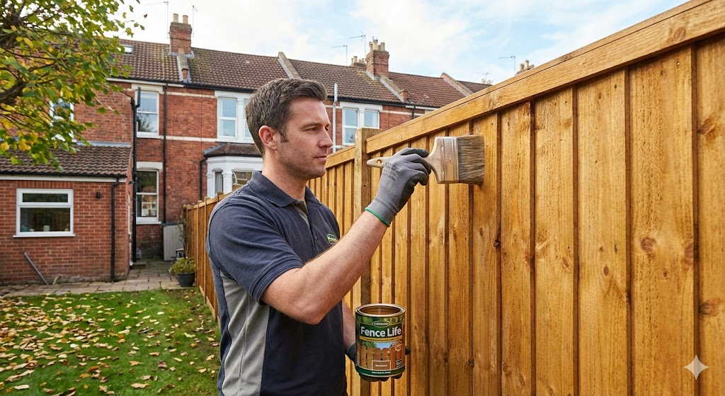 [Seasonal checklist for maintaining garden fences in the UK]