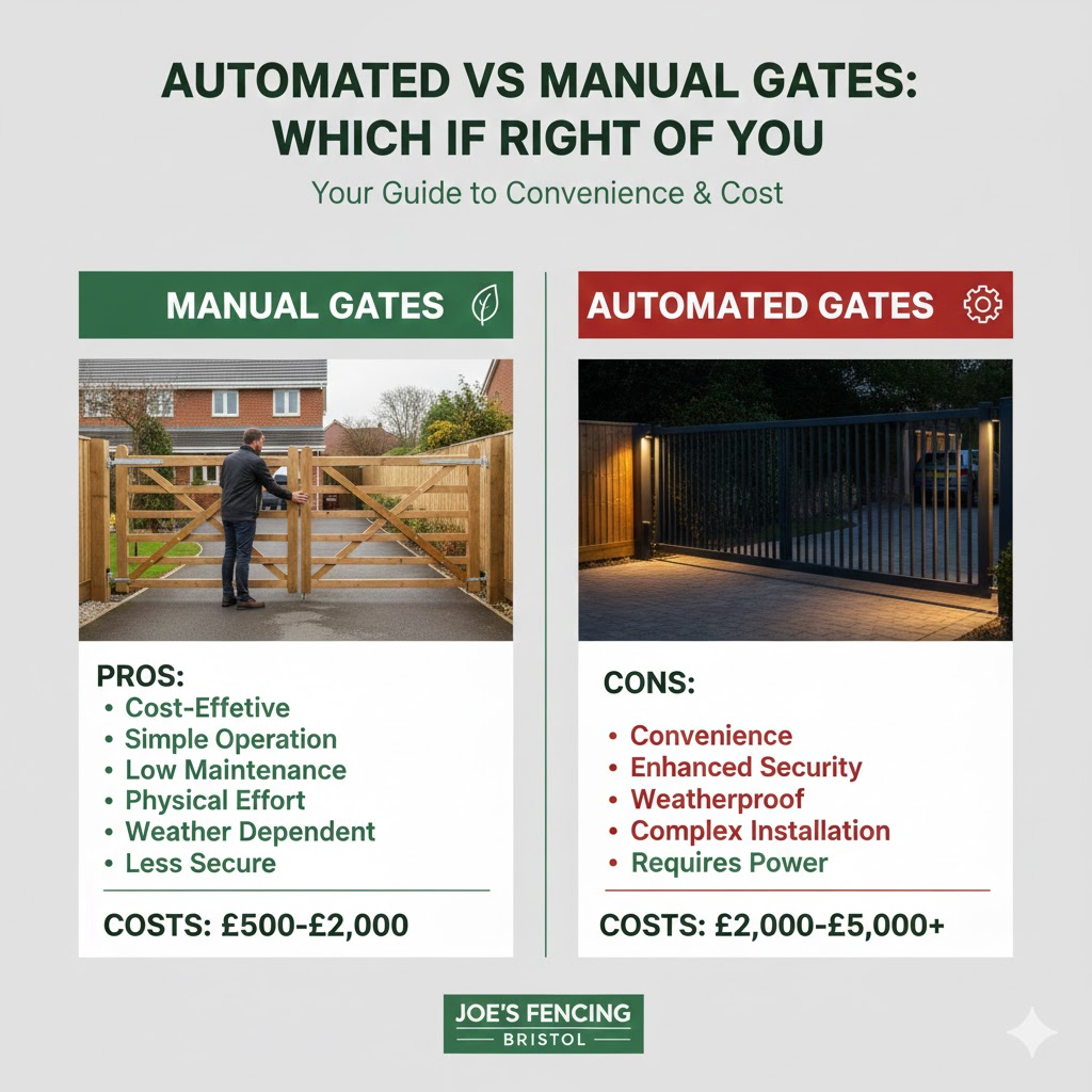 [Comparison of electric remote control gates vs manual garden gates]