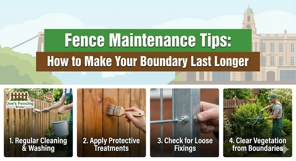[Applying preservative to maintain a wooden garden fence]