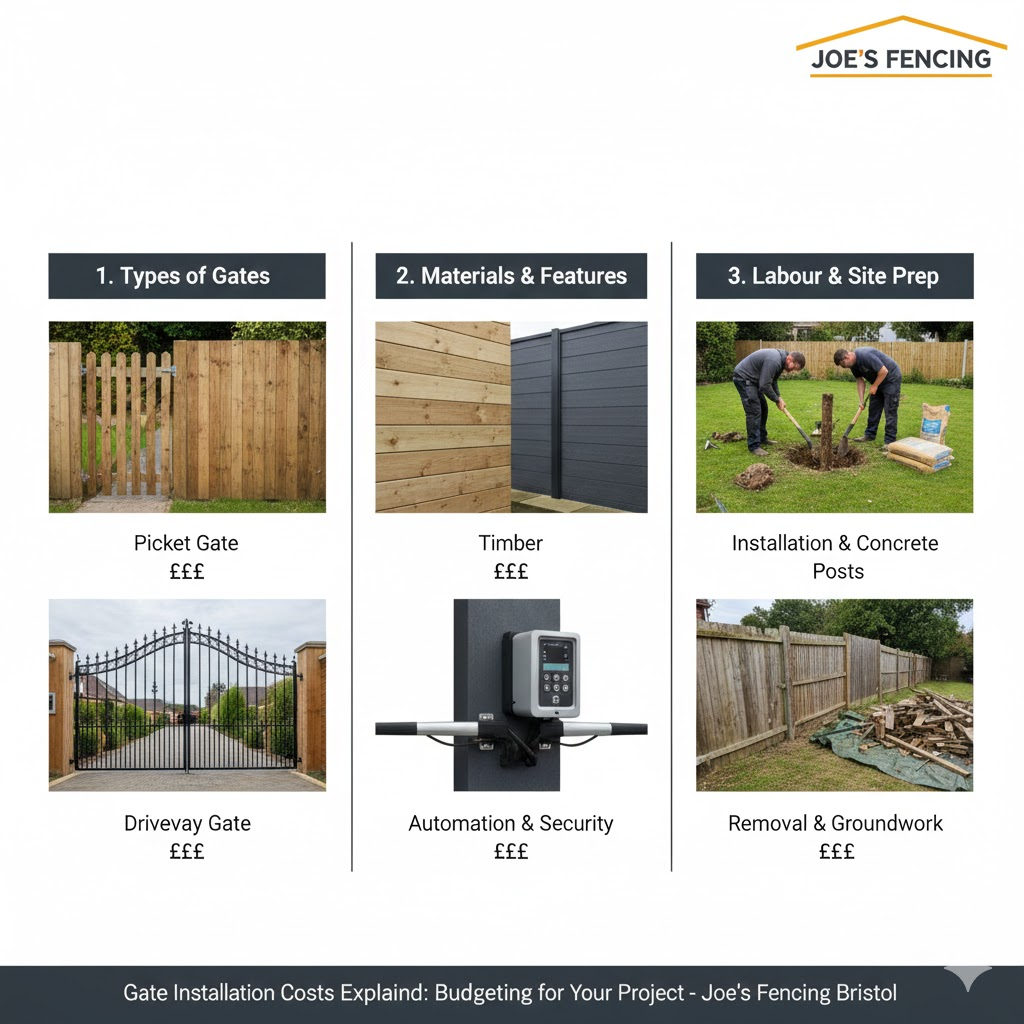 * Breakdown of costs for a garden gate installation