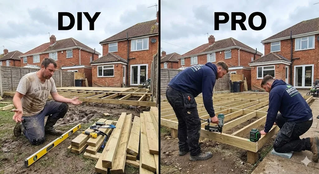 [DIY decking vs professional installation challenges]