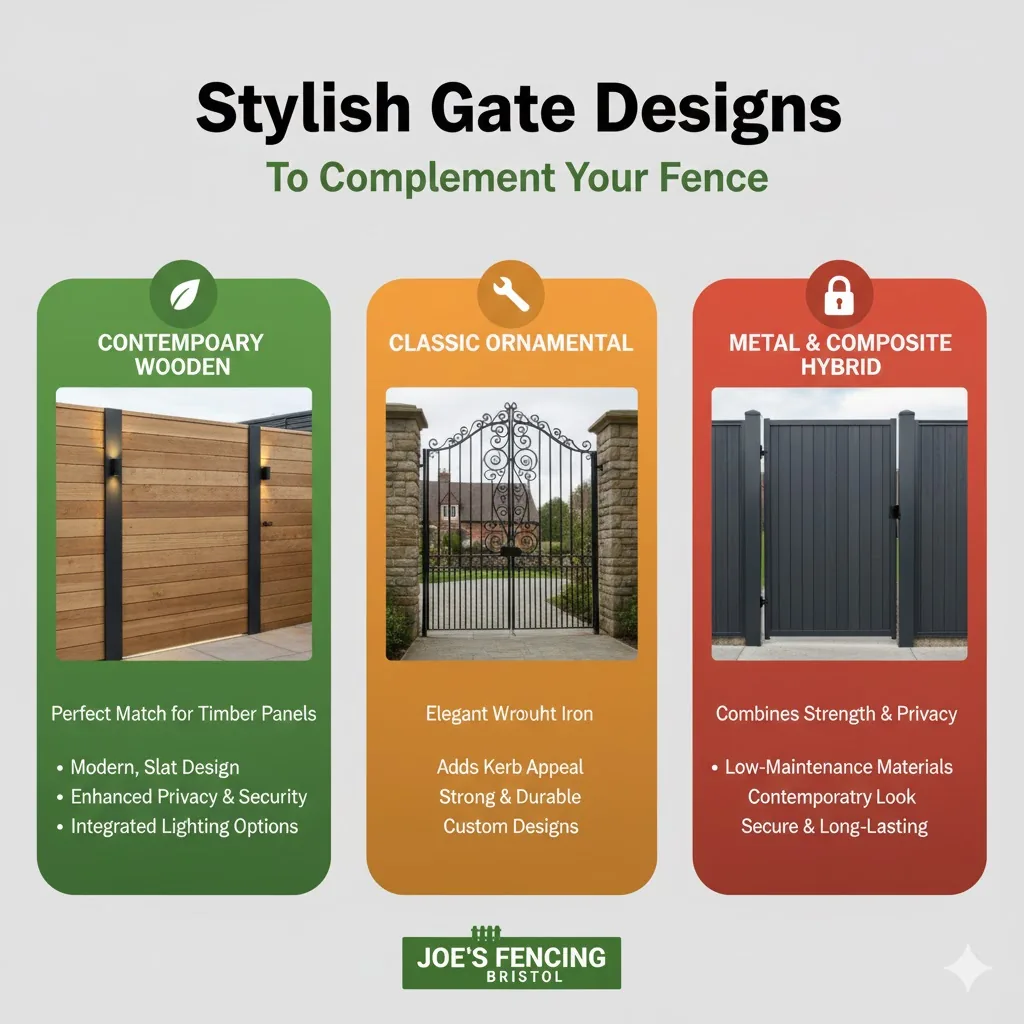 [Stylish curved picket gate with garden arch in Bristol]