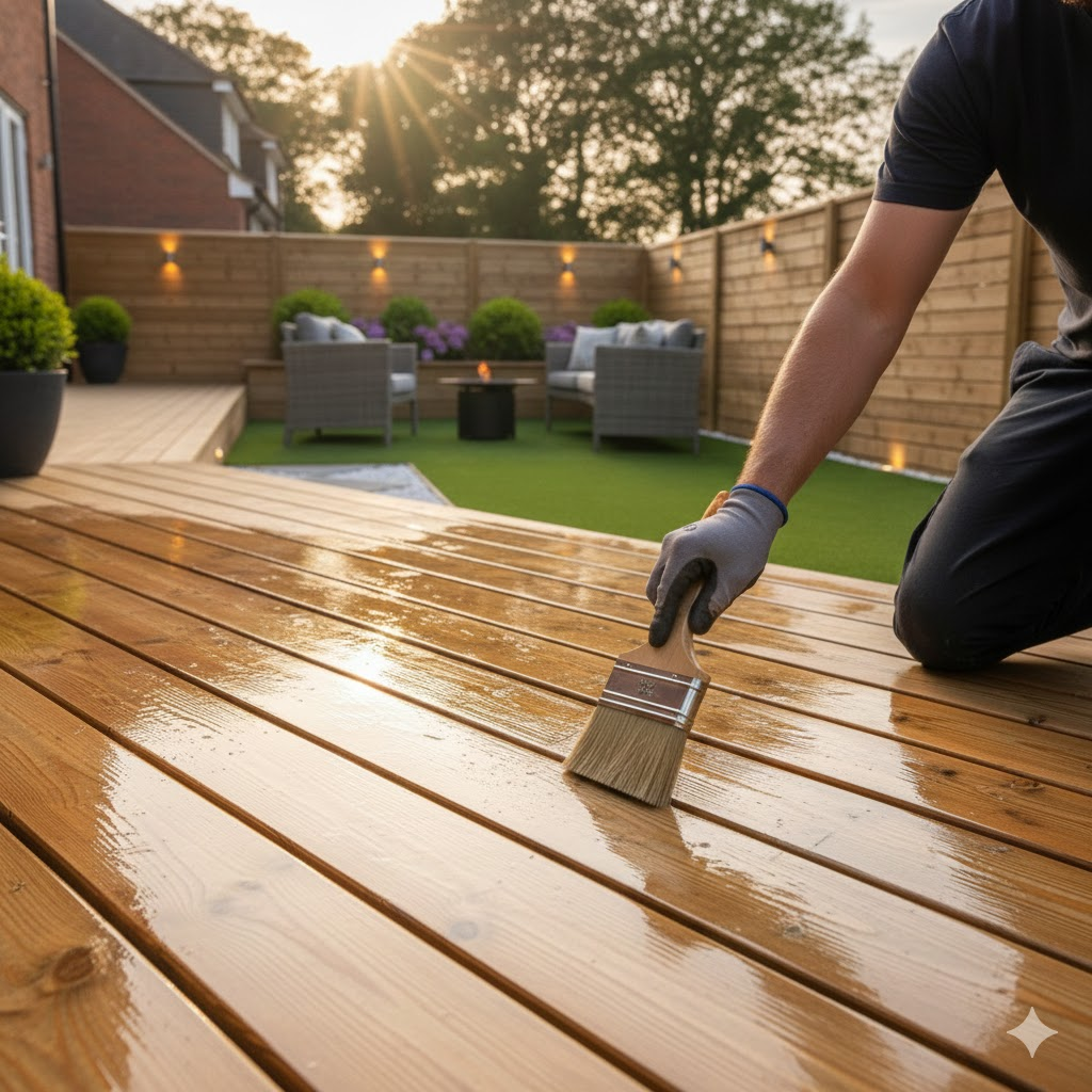 [Spring cleaning a garden deck in Bristol]