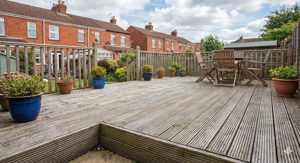 [Joist tape protecting decking sub-frame from rot]