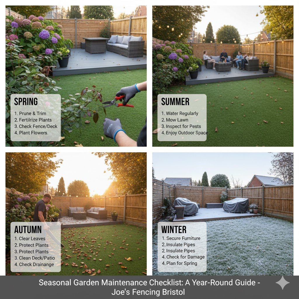 * Seasonal gardening tools and checklist for year-round maintenance