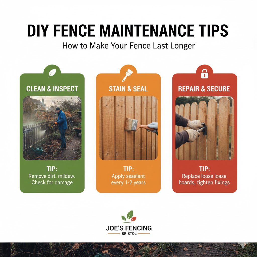 * Applying wood preservative to a garden fence for maintenance