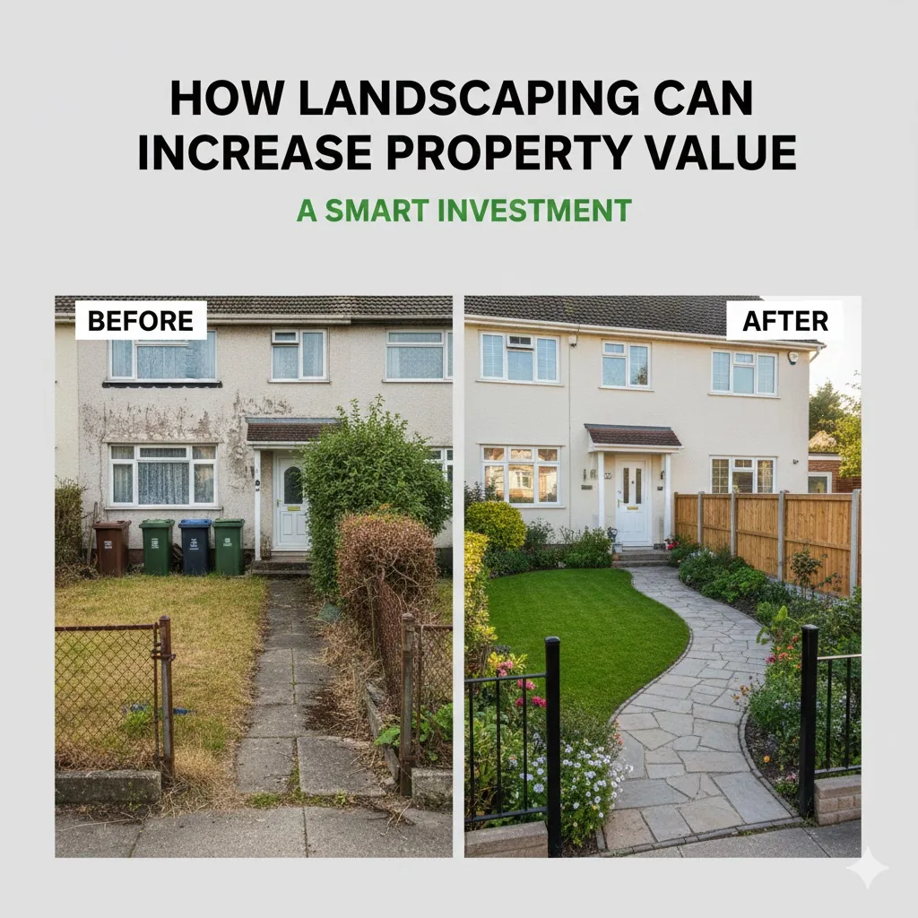 * Landscaped garden designed to increase property value for sale