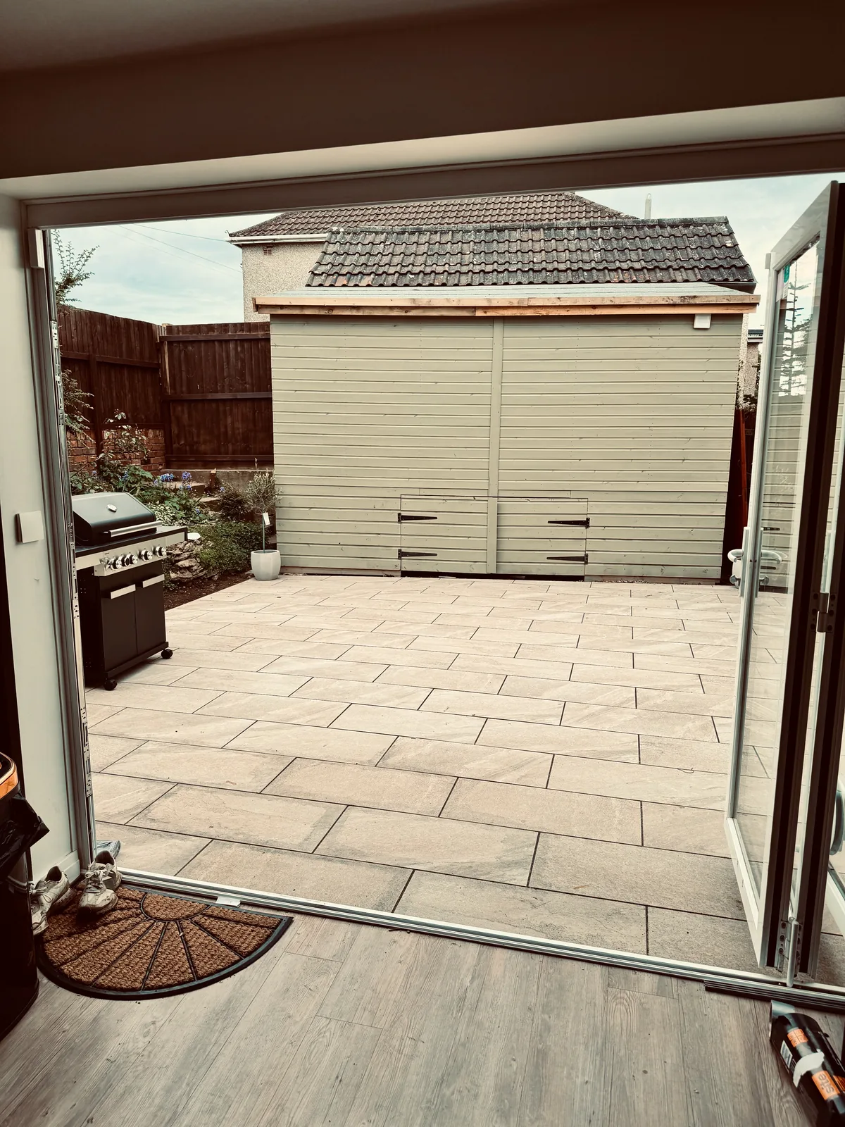 Porcelain patio install