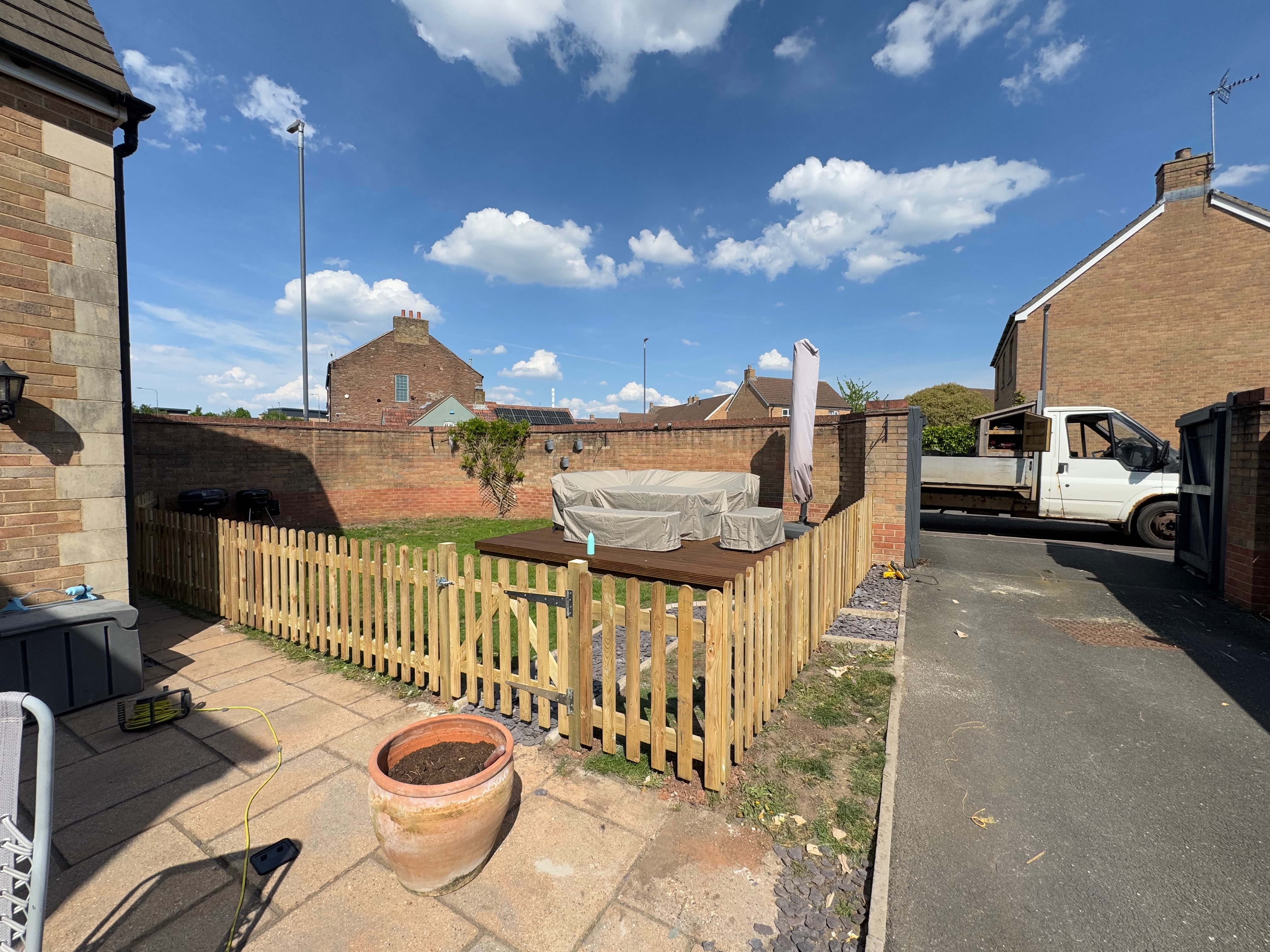 Picket fencing with gate