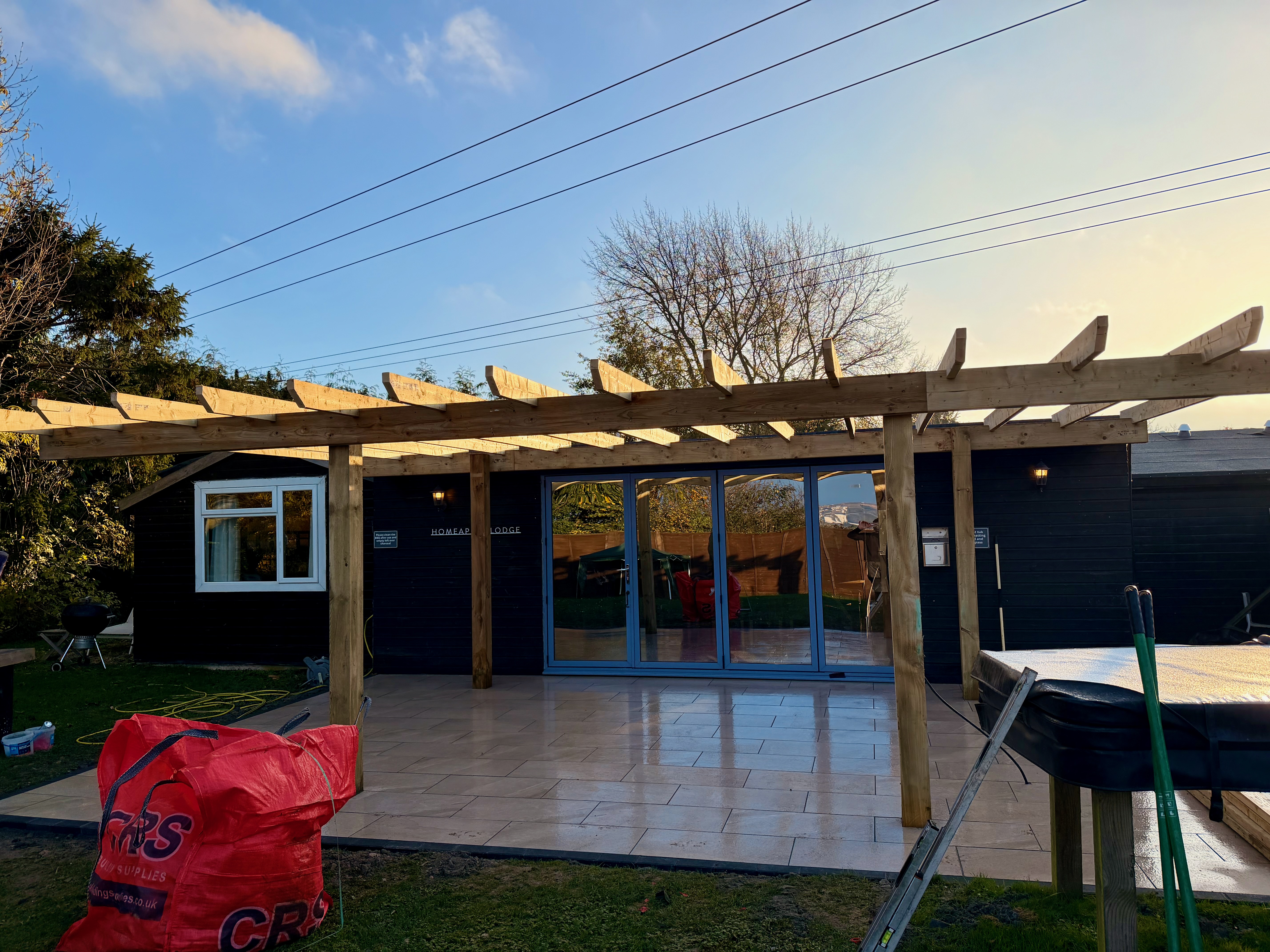 Porcelain patio and pergola install