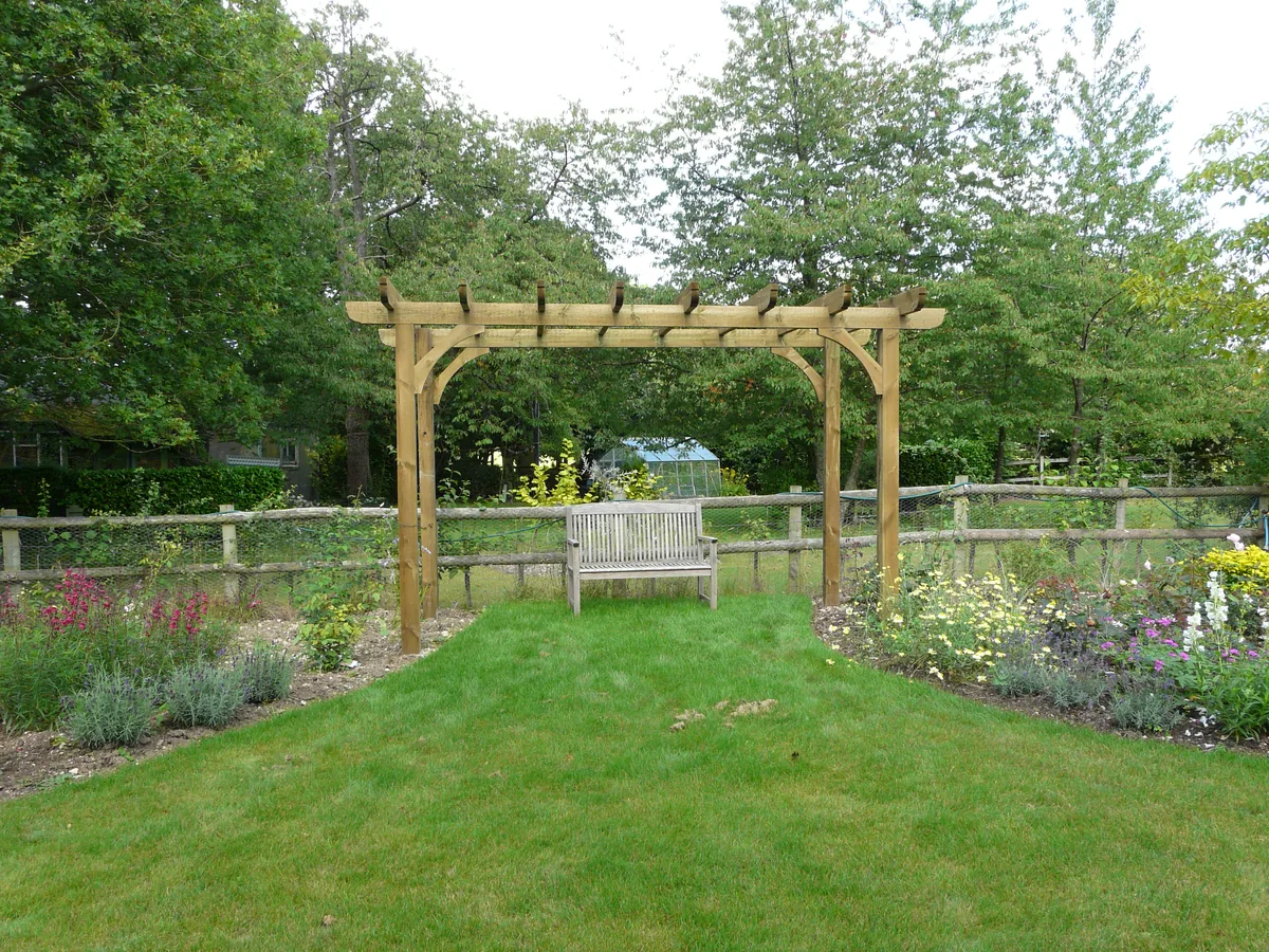 Custom wooden pergola construction Bristol garden shade structure